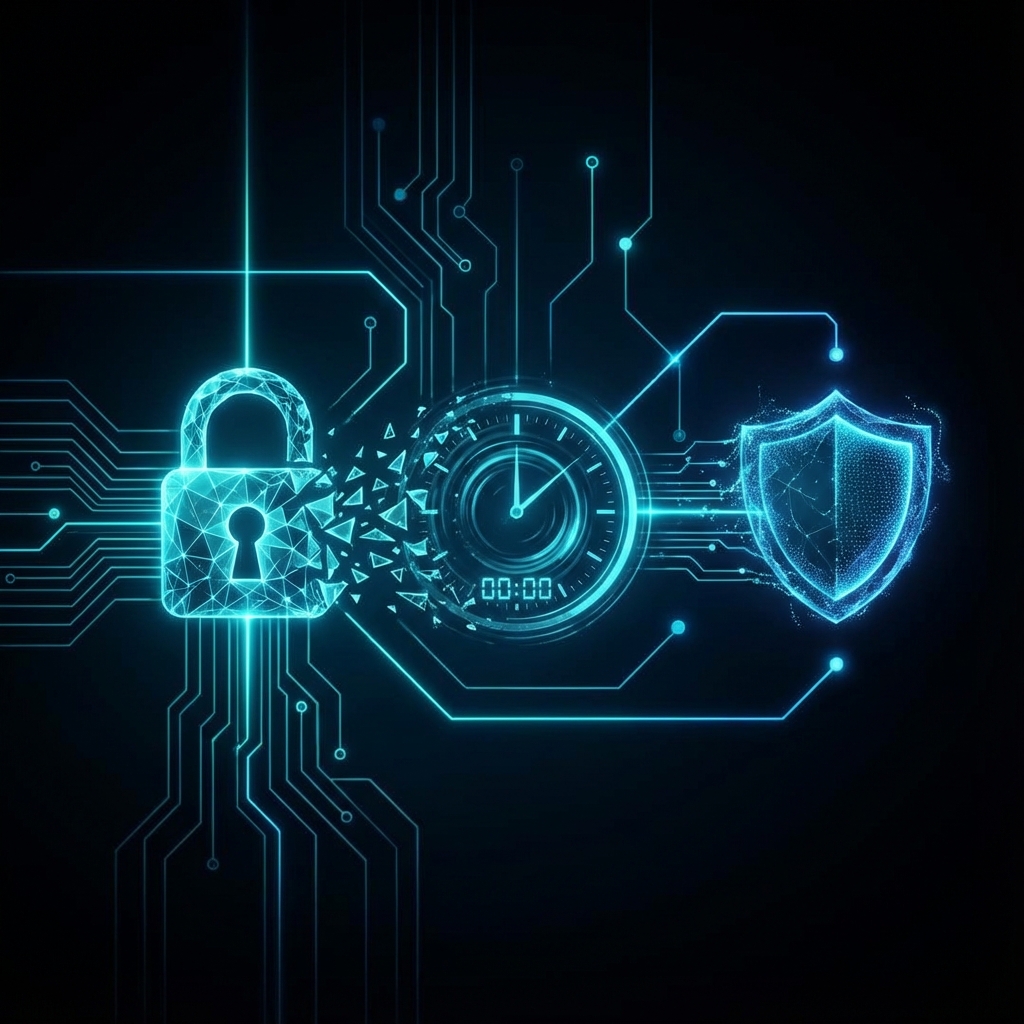 Concept diagram of a secure lock with a timer, representing JIT access