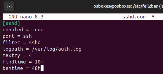 Fail2ban Jail Config